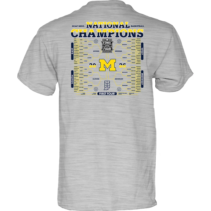 T-shirt unisexe bleu 84 gris Michigan Wolverines 2026, champion national de basketball masculin NCAA