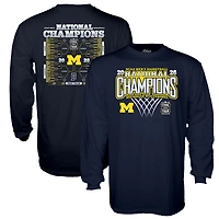 Unisex Blue 84  Navy Michigan Wolverines 2026 NCAA Men's Basketball National Champions Bracket Long Sleeve T-Shirt