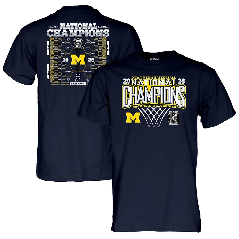 Unisex Blue 84 Navy Michigan Wolverines 2026 NCAA Men's Basketball National Champions Bracket T-Shirt