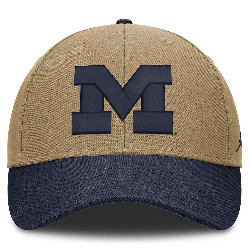 Unisex Jordan Brand Beige/Navy Michigan Wolverines Primetime Rise Dri-FIT Adjustable Hat