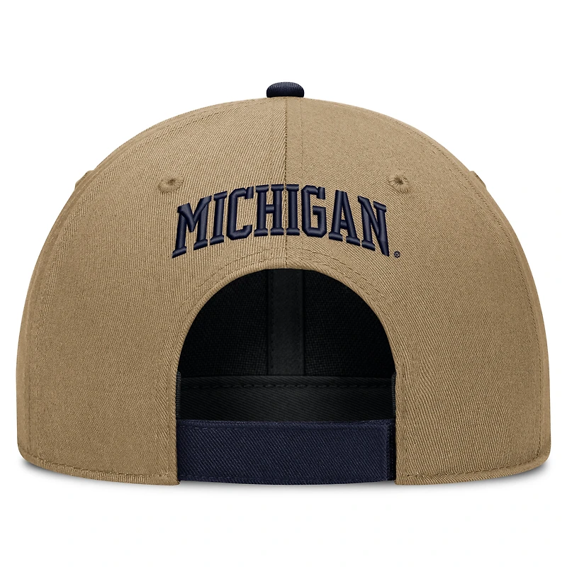 Unisex Jordan Brand Beige/Navy Michigan Wolverines Primetime Rise Dri-FIT Adjustable Hat