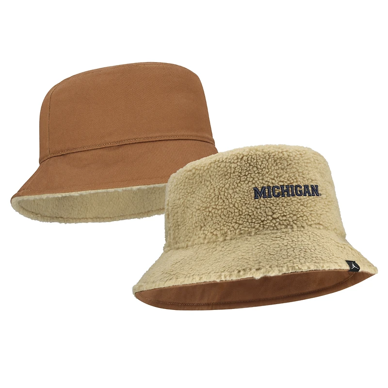 Unisex Jordan Brand  Beige/Tan Michigan Wolverines Campus Prep Script Reversible Bucket Hat