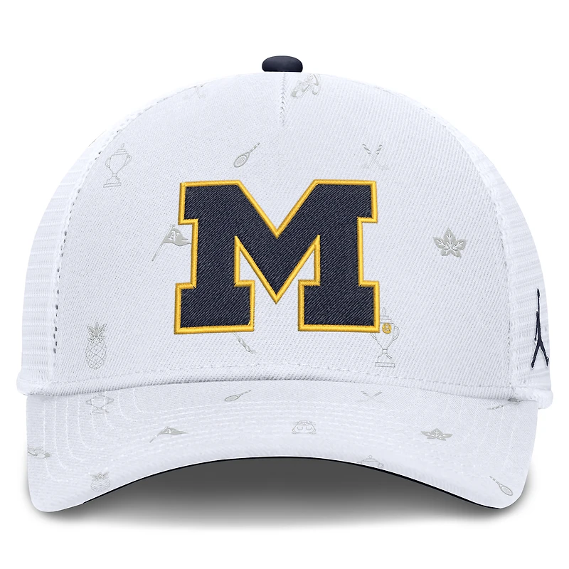 Unisex Jordan Brand White Michigan Wolverines Country Club Golfin' Rise Trucker Adjustable Hat