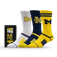 Lot de trois paires de chaussettes unisexes en tricot de qualité supérieure Strideline Michigan Wolverines