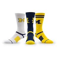 Lot de trois paires de chaussettes unisexes en tricot de qualité supérieure Strideline Michigan Wolverines