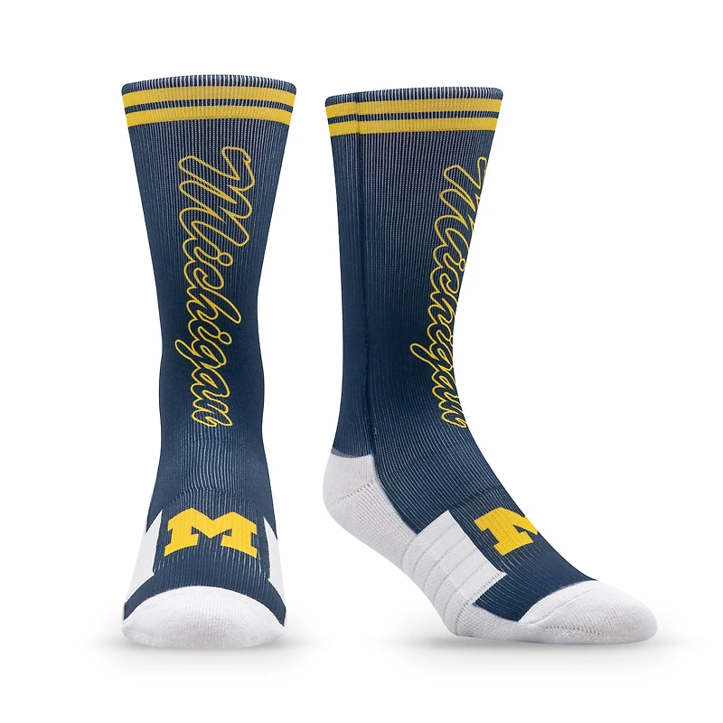 Chaussettes unisexes Strideline Michigan Wolverines Premium Wordmark Crew