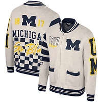 Pull jacquard zippé unisexe The Wild Collective crème Michigan Wolverines