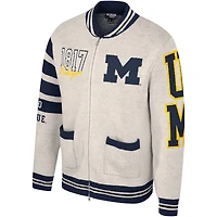 Pull jacquard zippé unisexe The Wild Collective crème Michigan Wolverines