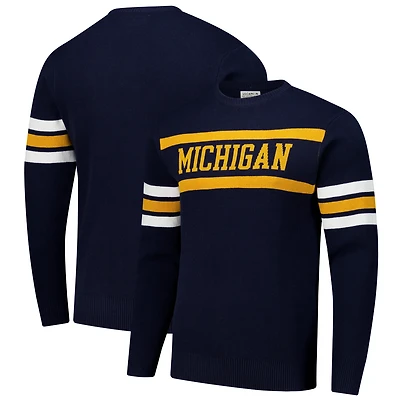 Pull-over vintage en tricot unisexe Uscape Apparel bleu marine Michigan Wolverines Renew
