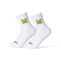 Chaussettes blanches unisexes Michigan Wolverines mi-longues