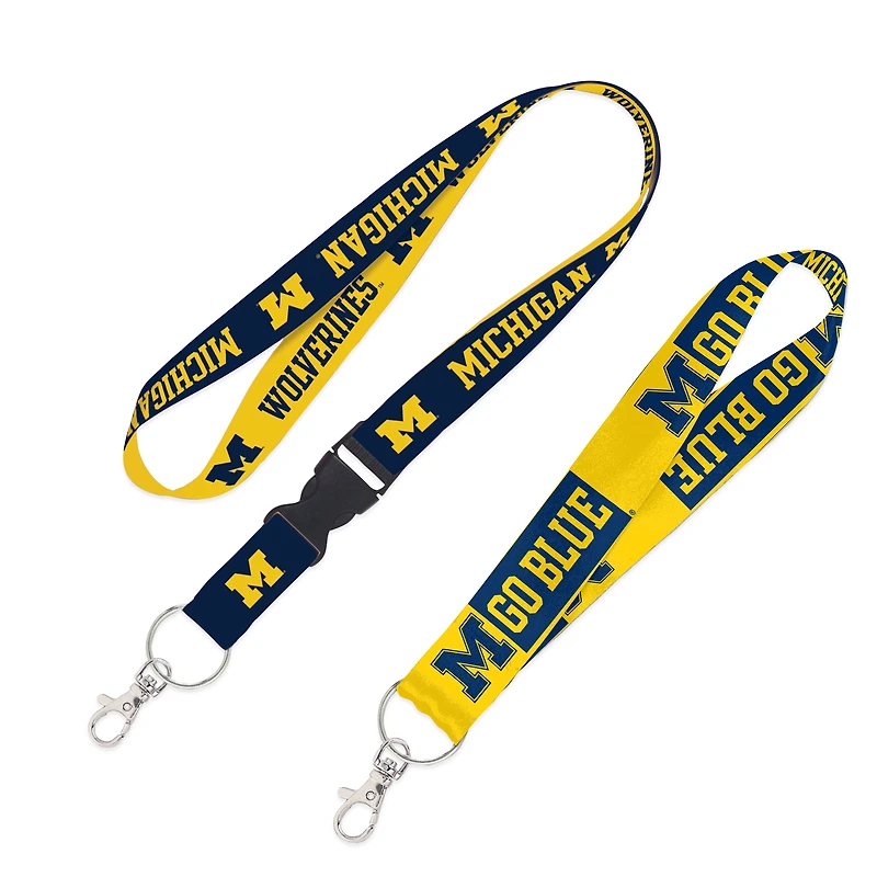 Lot de 2 cordons WinCraft Michigan Wolverines avec boucle détachable et porte-clés