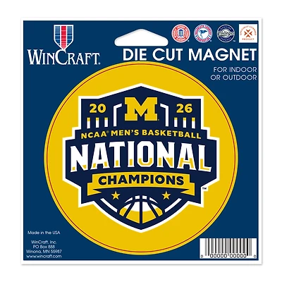 WinCraft Michigan Wolverines 2026 NCAA Men's Basketball National Champions 5" x 5" Aimant en vinyle découpé