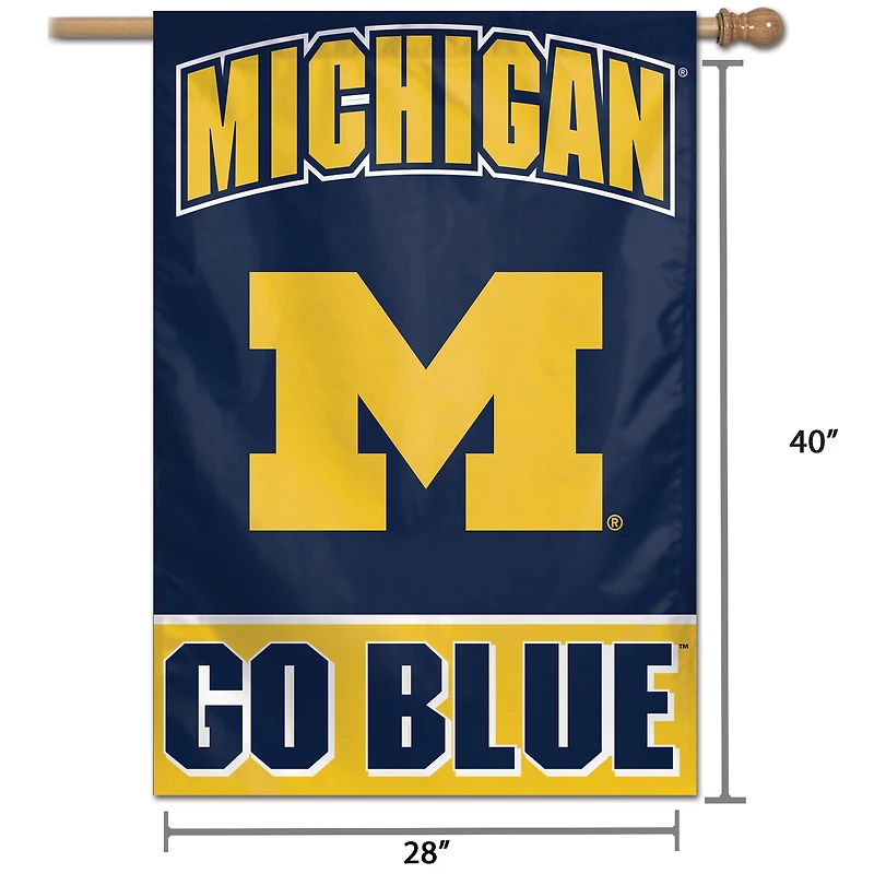 WinCraft Michigan Wolverines 28 "x 40" Wordmark Bannière verticale simple face