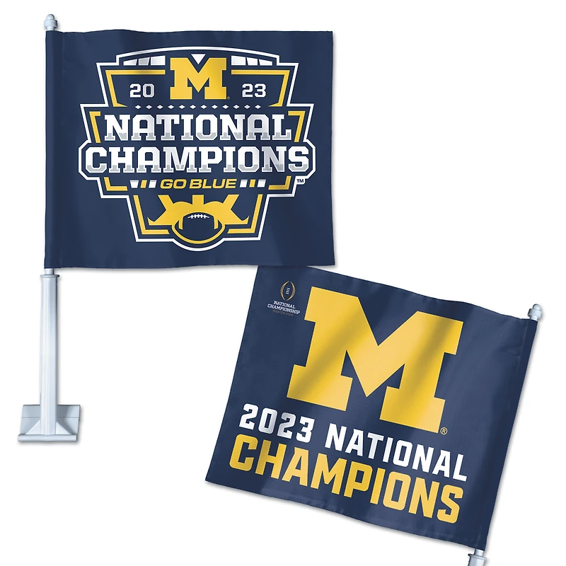 WinCraft Michigan Wolverines College Football Playoff 2023 Champions nationaux 11,75" x 14" Drapeau de voiture double face