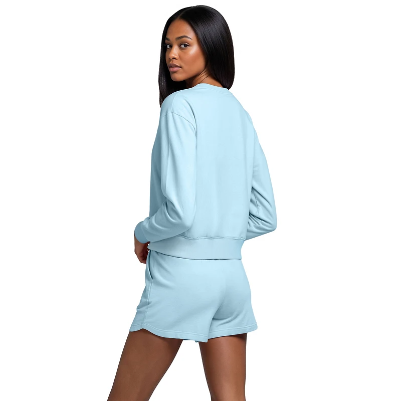 Ensemble haut à manches longues et short bleu clair Michigan Wolverines Elevation Tri-Blend pour femme Concepts Sport