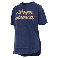 Women's Pressbox  Navy Michigan Wolverines Poncho T-Shirt