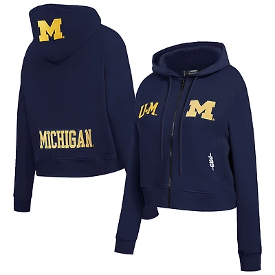 Veste à capuche entièrement zippée et sequins Game Day Pro Standard bleu marine Michigan Wolverines pour femme
