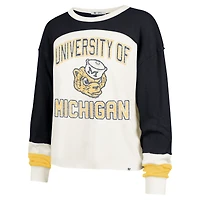 Women's '47  Cream Michigan Wolverines Double Header Curve Raglan Long Sleeve T-Shirt