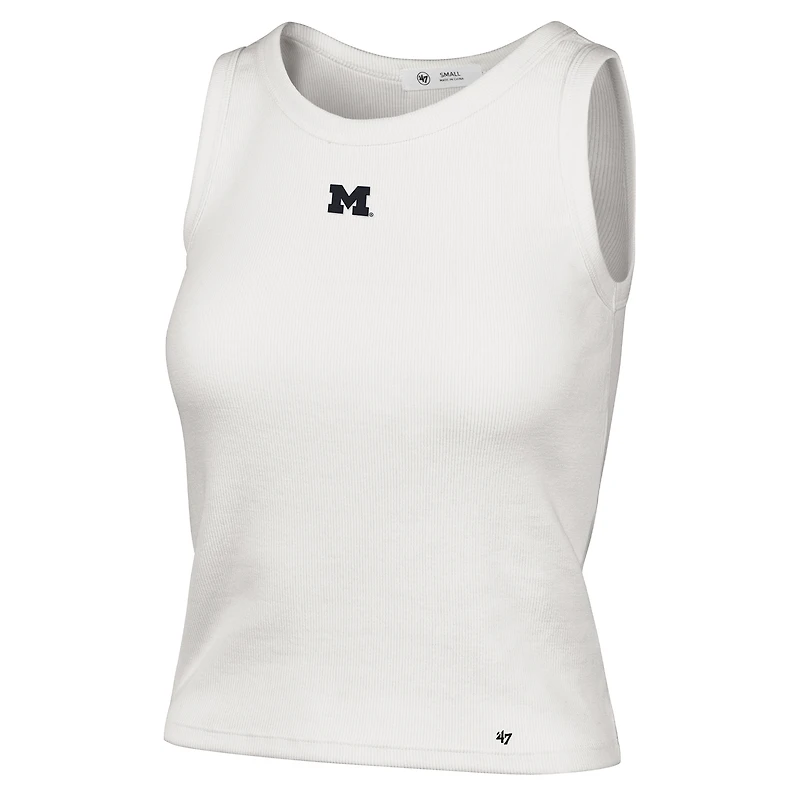 Women's '47  Cream Michigan Wolverines Micro Logo Ribbed Cropped Tank Top