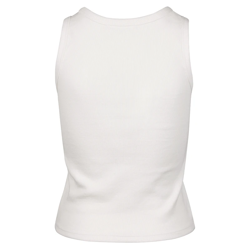 Women's '47 Cream Michigan Wolverines Micro Logo Ribbed Cropped Tank Top