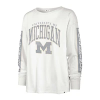 T-shirt à manches longues '47 Cream Michigan Wolverines Statement SOA 3-Hit pour femmes