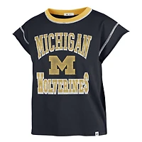T-shirt '47 Navy Michigan Wolverines Sound Up Maya Cutoff pour femmes