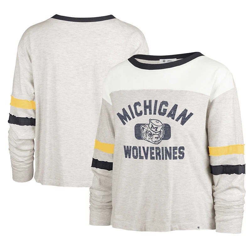 T-shirt à manches longues '47 Oatmeal Michigan Wolverines Vault All Class Lena pour femme