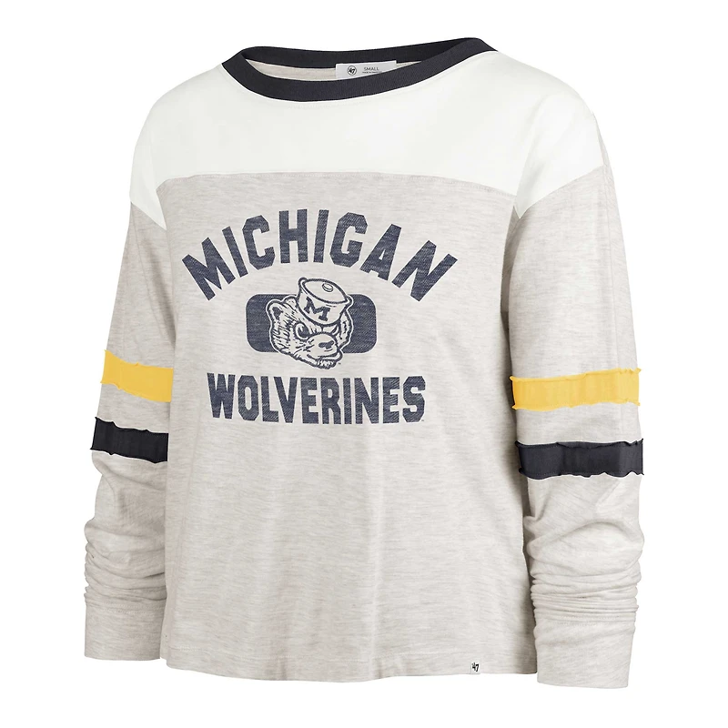 T-shirt à manches longues '47 Oatmeal Michigan Wolverines Vault All Class Lena pour femme