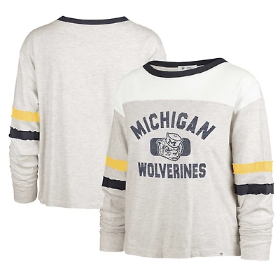 T-shirt à manches longues '47 Oatmeal Michigan Wolverines Vault All Class Lena pour femme