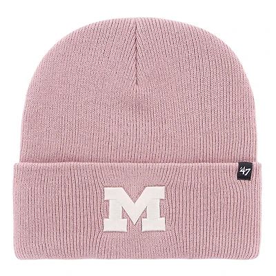 Bonnet tricoté à revers rose Michigan Wolverines Haymaker pour femme '47