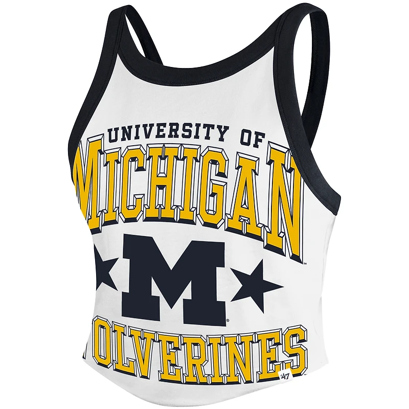 Débardeur court dos nageur blanc Energize Michigan Wolverines pour femme, modèle 47