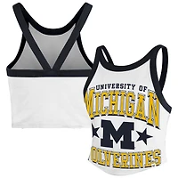 Débardeur court dos nageur blanc Energize Michigan Wolverines pour femme, modèle 47