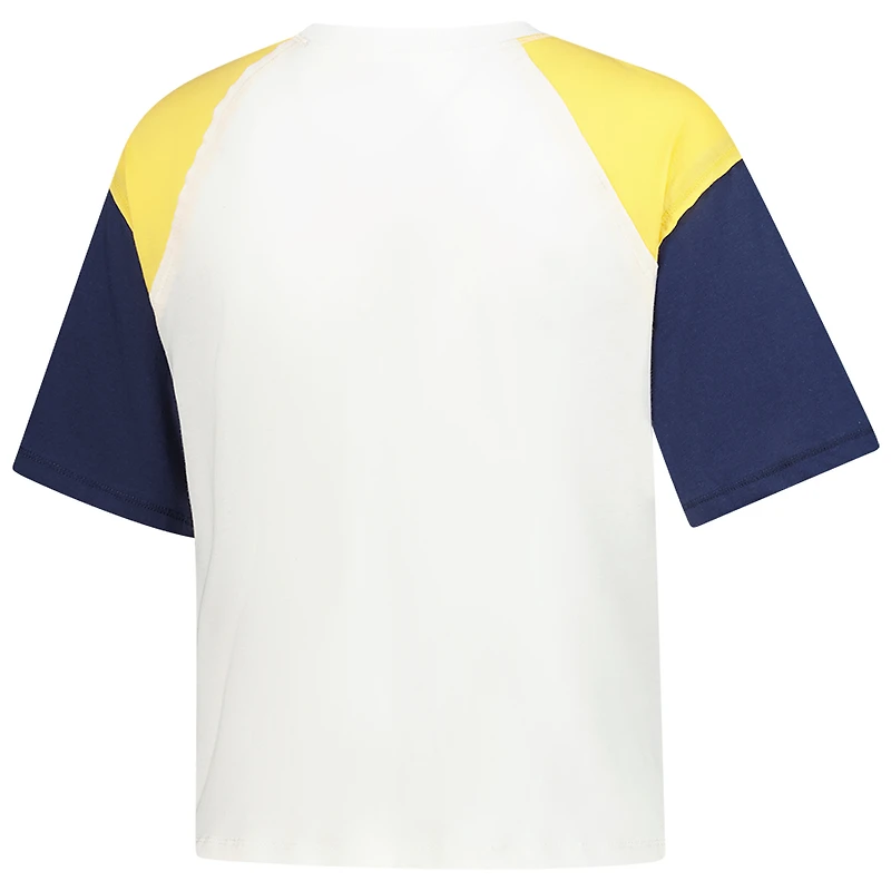Women's '47 White Michigan Wolverines Serenity Gia Cropped T-Shirt