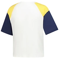 Women's '47 White Michigan Wolverines Serenity Gia Cropped T-Shirt