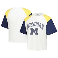 Women's '47 White Michigan Wolverines Serenity Gia Cropped T-Shirt