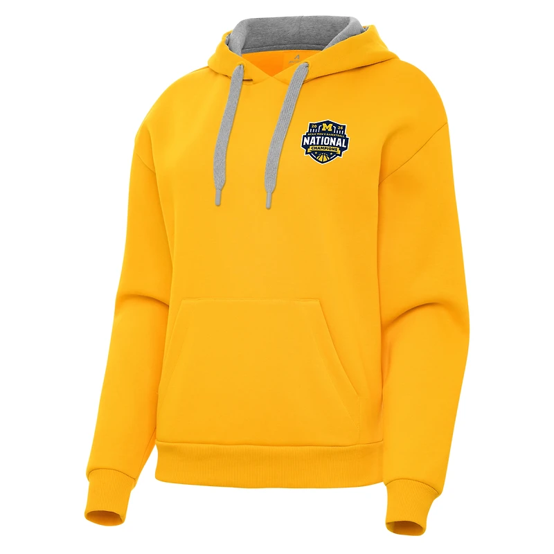 Women's Antigua Maize Michigan Wolverines 2026 NCAA Men's Basketball National Champions Victory Hoodie