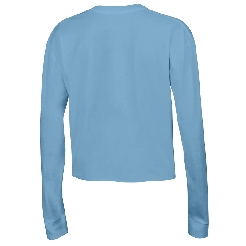 Women's Champion Blue Michigan Wolverines Boyfriend Cropped Long Sleeve T-Shirt