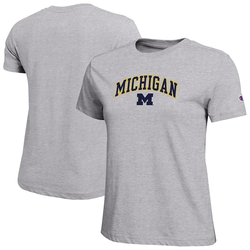 Women's Champion  Heather Gray Michigan Wolverines Arched Over Logo T-Shirt