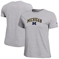 Women's Champion  Heather Gray Michigan Wolverines Arched Over Logo T-Shirt