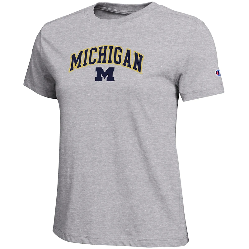 Women's Champion  Heather Gray Michigan Wolverines Arched Over Logo T-Shirt