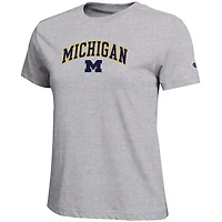Women's Champion  Heather Gray Michigan Wolverines Arched Over Logo T-Shirt