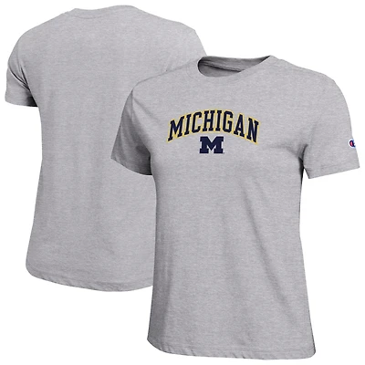 Women's Champion  Heather Gray Michigan Wolverines Arched Over Logo T-Shirt