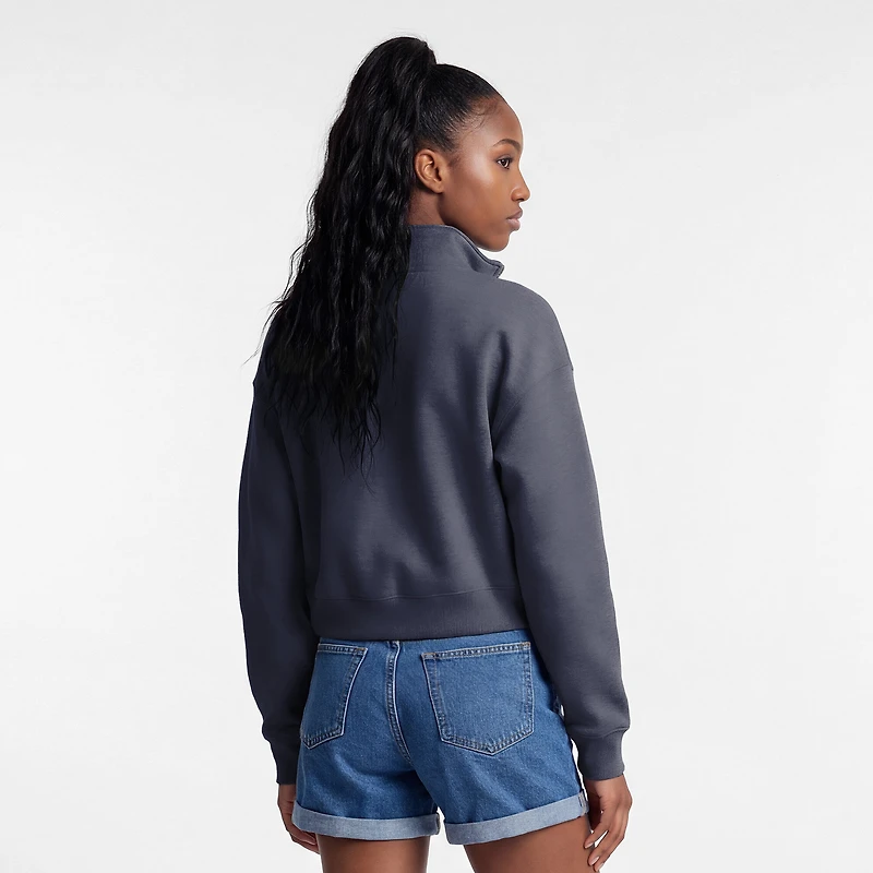 Pull à col zippé Champion Navy Michigan Wolverines Academic Triumph pour femme