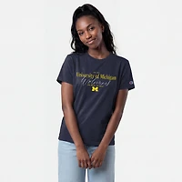 T-shirt de style vie Champion Navy Michigan Wolverines pour femmes