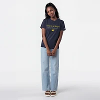 T-shirt de style vie Champion Navy Michigan Wolverines pour femmes