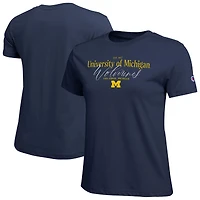 T-shirt de style vie Champion Navy Michigan Wolverines pour femmes