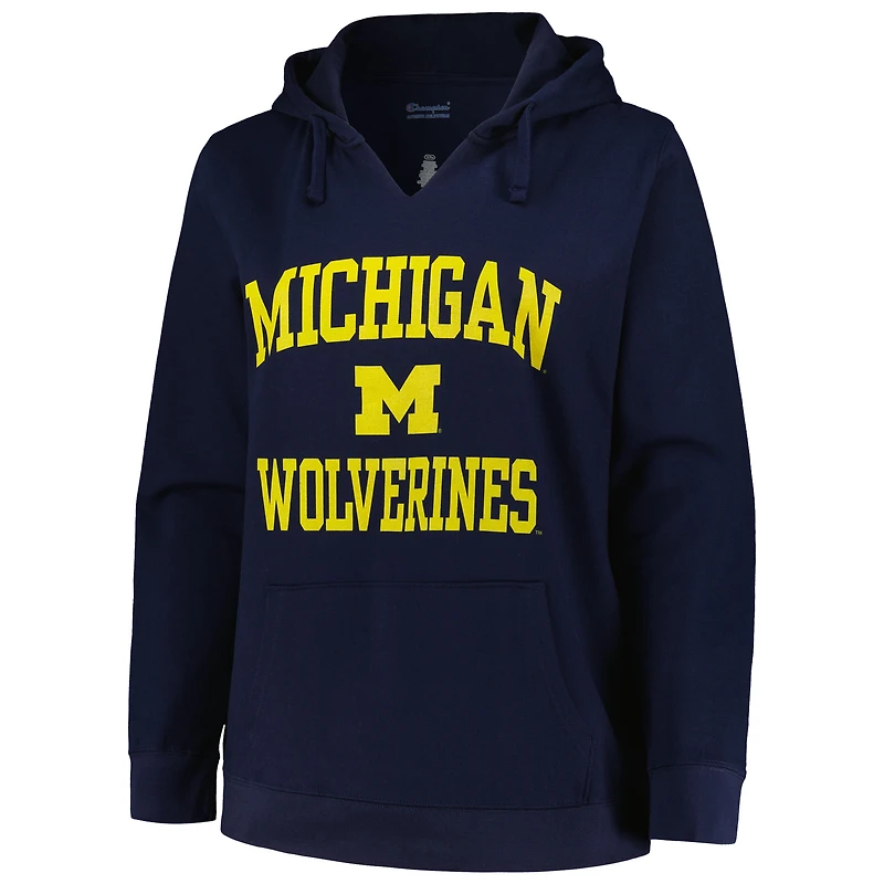 Pull à col cranté Heart & Soul Champion du Michigan Wolverines pour femmes, taille plus, bleu marine