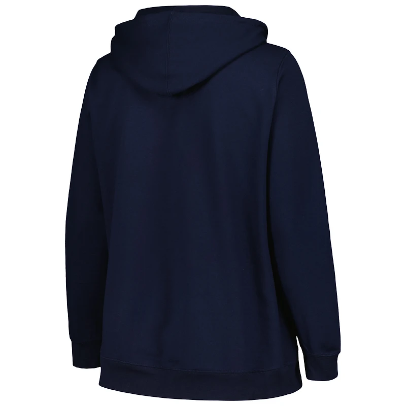 Women's Champion Navy Michigan Wolverines Plus Heart & Soul Notch Neck Pullover