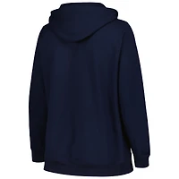 Women's Champion Navy Michigan Wolverines Plus Heart & Soul Notch Neck Pullover