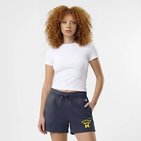 Women's Champion  Navy Michigan Wolverines Powerblend Elastic Waist Shorts